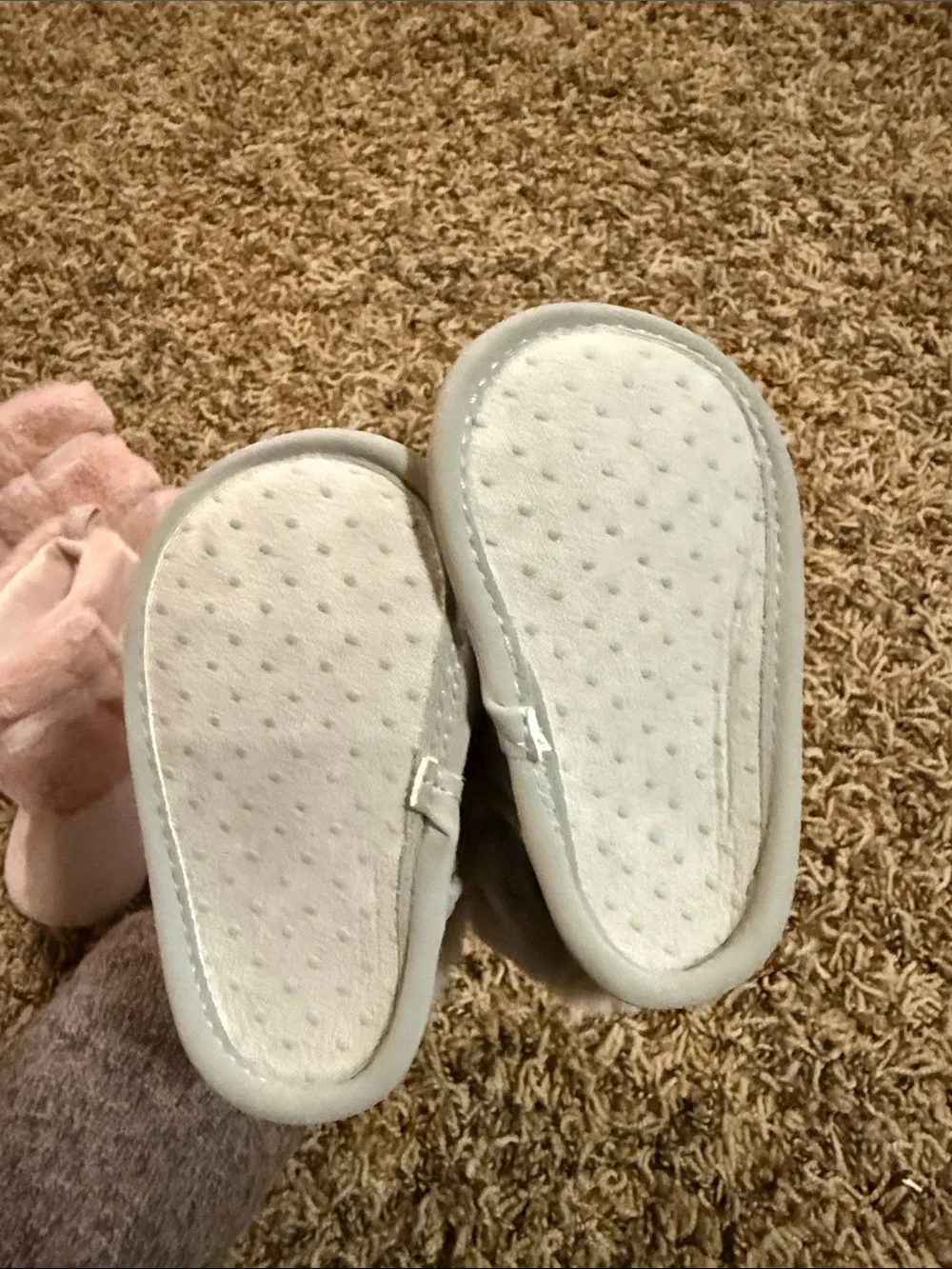 3-6 months baby boots Pink & Gray Faux Fur